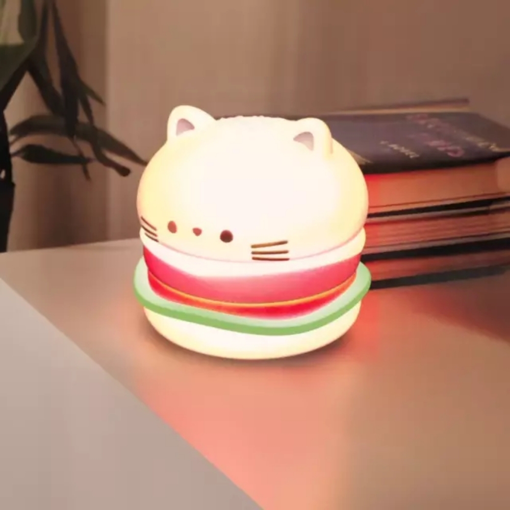 Mimicoco Burger Cat Moodlight NIB Sealed Wireless Night Light Warm White